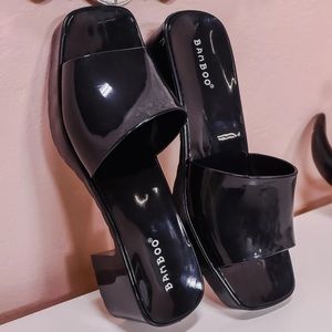 Black Patten sandals slides